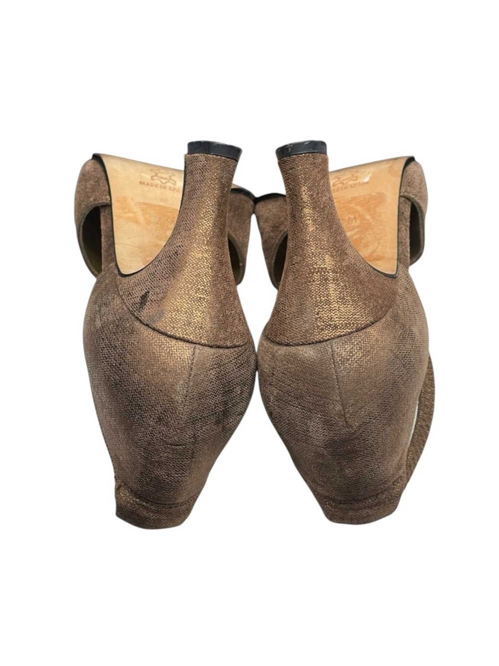 Vintage: Evan Picone 𖣊 T Strap D’Orsay Heels 𖣊 Textured Metallic Bronze 𖣊 7M - Picture 12 of 16